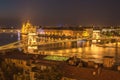 Aerial night view of Budapest, capital city of Hungary Royalty Free Stock Photo