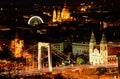 Aerial night view of Budapest. the Elizabeth bridge and the Danube Royalty Free Stock Photo