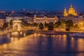 Aerial night view of Budapest, Hungary Royalty Free Stock Photo