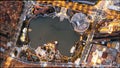 Aerial night view of the city of Liyang, Nanjing, Jiangsu Province, China.