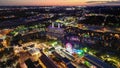 Aerial night view of the city of Wurstfest, New Braunfels, United States Royalty Free Stock Photo