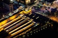 Aerial night view of Flinders Street Station in Melbourne CBD Royalty Free Stock Photo