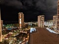 Aerial Night View of Hilton Hawaiian Village in Waikiki Royalty Free Stock Photo