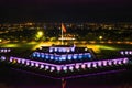 Aerial night view of the Hue Citadel in Vietnam. Imperial Palace moat ,Emperor palace complex, Hue city, Vietnam