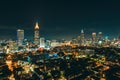 Aerial night view of the illuminated Atlanta