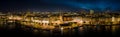 Aerial night view from Jungfernstieg famous promenade of the city Hamburg. Royalty Free Stock Photo