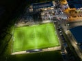 Aerial night view of the Leckview Park stadium in Letterkenny, County Donegal, Ireland