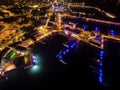 Aerial night view of Limassol Marina Royalty Free Stock Photo