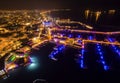 Aerial night view of Limassol Marina Royalty Free Stock Photo