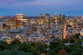 Aerial night view of Montreal downtown cityscape from Royal Mountain Royalty Free Stock Photo