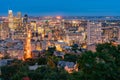 Aerial night view of Montreal downtown cityscape from Royal Mountain Royalty Free Stock Photo