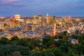 Aerial night view of Montreal downtown cityscape from Royal Mountain Royalty Free Stock Photo