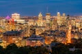 Aerial night view of Montreal downtown cityscape from Royal Mountain Royalty Free Stock Photo