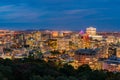 Aerial night view of Montreal downtown cityscape from Royal Mountain Royalty Free Stock Photo