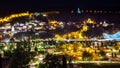 Aerial night view of Old Tbilisi, Georgia with Illuminated churches and narikala Castle