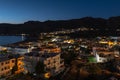 Aerial night view on Palaiochora town, south part of Crete island, Greece Royalty Free Stock Photo