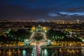 Aerial night view of Paris, France Royalty Free Stock Photo