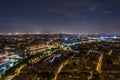 Aerial night view of Paris, France Royalty Free Stock Photo