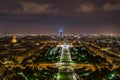 Aerial night view of Paris, France Royalty Free Stock Photo