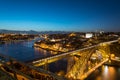 Aerial night view of Porto Oporto, Portugal Royalty Free Stock Photo