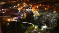 Aerial night view from the top of the Atomium in Brussels in Belgium.