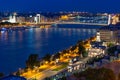 Aerial night vision Budapest with Elisabeth Bridge over Danube river Royalty Free Stock Photo