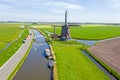Aerial from the Obdammer windmill in the Netherlands Royalty Free Stock Photo