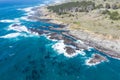 Aerial of Ocean and Rugged Shoreline in Mendocino, California Royalty Free Stock Photo
