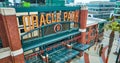 Aerial Oracle Park Home of the San Francisco Giants sign and entrance
