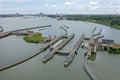 Aerial from Oranje Sluices in Amsterdam the Netherlands Royalty Free Stock Photo