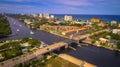 Aerial over the drawbridge looking northeast over Deerfield Beach, florida