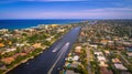 aerial over intracoastal south over Deerfield Beach, FL