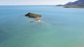 Aerial Over Small Island In Coral Sea Royalty Free Stock Photo