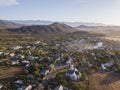 Aerial over small town village, in South Africa, Mcgregor