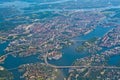 Aerial over Stockholm Sodermalm Old Town island Essingeleden Dju