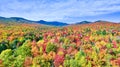 Aerial over stunning Vermont peak fall hills and mountains Royalty Free Stock Photo
