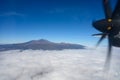 Aerial overcloud view on Tenerife island from airplane