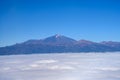 Aerial overcloud view on Tenerife island from airplane