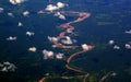 Aerial overhead of Amazon River, Peru Royalty Free Stock Photo