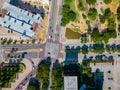 Aerial overhead drone photo Downtown Dallas Texas