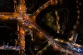 Aerial overhead drone shot of Maison de la mecaniique in the evening in Courbevoie, Paris, France