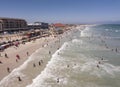 Aerial overhead Muizenberg beach in Cape Town South Africa