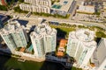 Aerial overhead photo Upscale condominium apartments Sunny Isles Beach FL USA