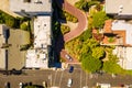 Aerial overhead shot of the famous Lombard Street in San Francisco on a sunny day Royalty Free Stock Photo