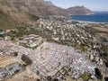 Aerial overhead township and middle class houses in South Africa