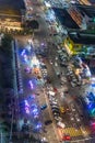 Aerial overhead view of Melaka night skyline. Malacca historical city centre has been listed as a UNESCO World Heritage Site, Royalty Free Stock Photo