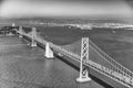 Aerial overhead view of San Francisco Bay Bridge from helicopter Royalty Free Stock Photo