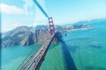 Aerial overhead view of San Francisco Golden Gate Bridge from he Royalty Free Stock Photo