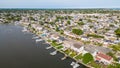 typical suburban Long Island New York community with homes, boats and water. Royalty Free Stock Photo