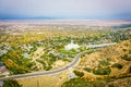 Aerial Overlooking Bountiful, Utah Temple and Valley in the Fall